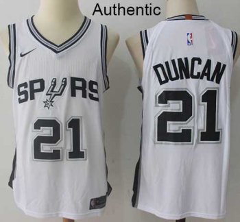 Men's Nike San Antonio Spurs #21 Tim Duncan White NBA Authentic Association Edition Jersey