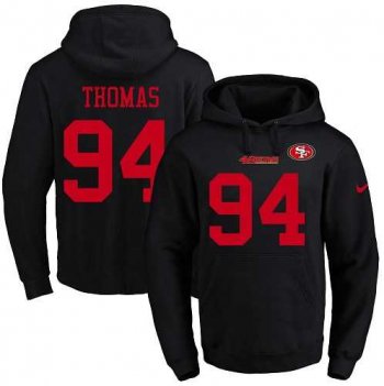 Men's Nike San Francisco 49ers #94 Solomon Thomas Black Name & Number Pullover NFL Hoodie