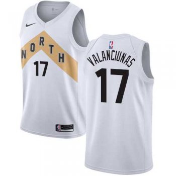 Men's Nike Toronto Raptors #17 Jonas Valanciunas White NBA Swingman City Edition 2018-19 Jersey