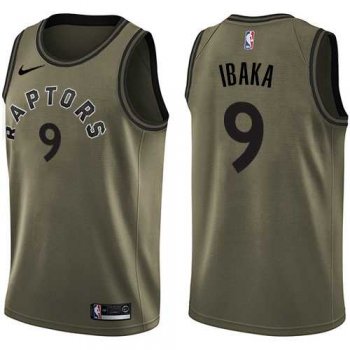 Men's Nike Toronto Raptors #9 Serge Ibaka Green Salute to Service NBA Swingman Jersey