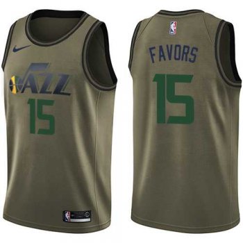 Men's Nike Utah Jazz #15 Derrick Favors Green Salute to Service NBA Swingman Jersey