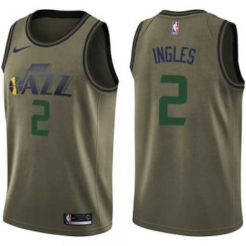 Men's Nike Utah Jazz #2 Joe Ingles Green Salute to Service NBA Swingman Jersey