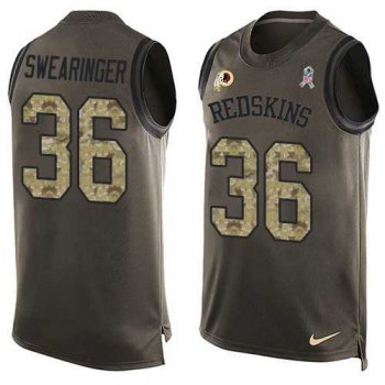 Men's Nike Washington Redskins #36 D.J. Swearinger Limited Green Salute to Service Tank Top NFL Jersey