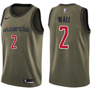 Men's Nike Washington Wizards #2 John Wall Green Salute to Service NBA Swingman Jersey