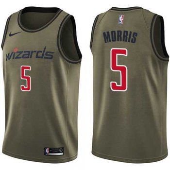 Men's Nike Washington Wizards #5 Markieff Morris Green Salute to Service NBA Swingman Jersey