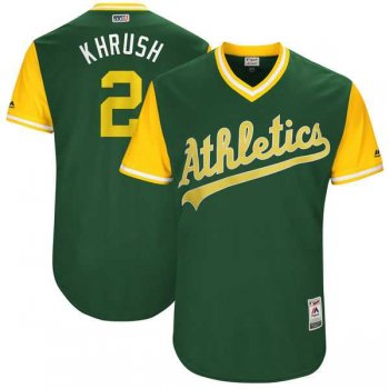 Men's Oakland Athletics #2 Khris Davis Khrush Majestic Green 2017 Little League World Series Players Weekend Jersey