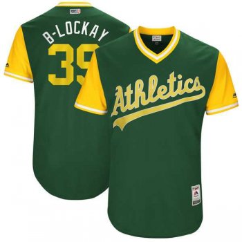 Men's Oakland Athletics #39 Blake Treinen B-Lockay Majestic Green 2017 Little League World Series Players Weekend Jersey