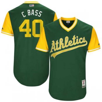 Men's Oakland Athletics #40 Chris Bassitt C Bass Majestic Green 2017 Little League World Series Players Weekend Jersey