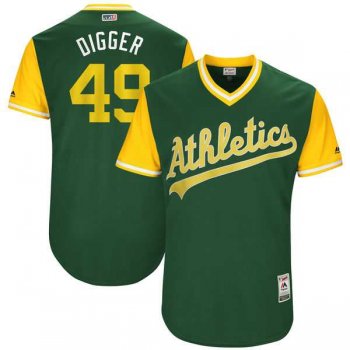 Men's Oakland Athletics #49 Kendall Graveman Digger Majestic Green 2017 Little League World Series Players Weekend Jersey