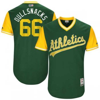 Men's Oakland Athletics #66 Ryan Dull Dullsnacks Majestic Green 2017 Little League World Series Players Weekend Jersey