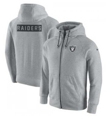 Men's Oakland Raiders Nike Ash Gridiron Gray 2.0 Full-Zip Hoodie