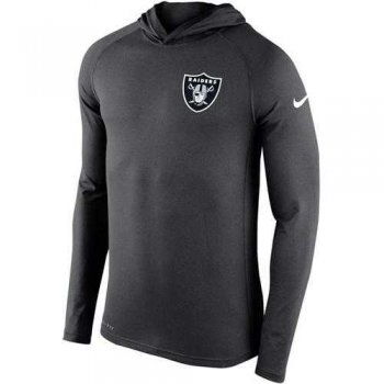 Men's Oakland Raiders Nike Charcoal Stadium Touch Hooded Performance Long Sleeve T-Shirt