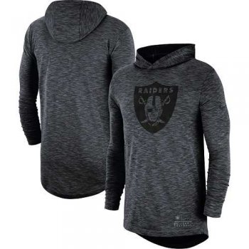 Men's Oakland Raiders Nike Heathered Charcoal Fan Gear Tonal Slub Hooded Long Sleeve T-Shirt