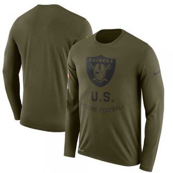 Men's Oakland Raiders Nike Olive Salute to Service Sideline Legend Performance Long Sleeve T-Shirt