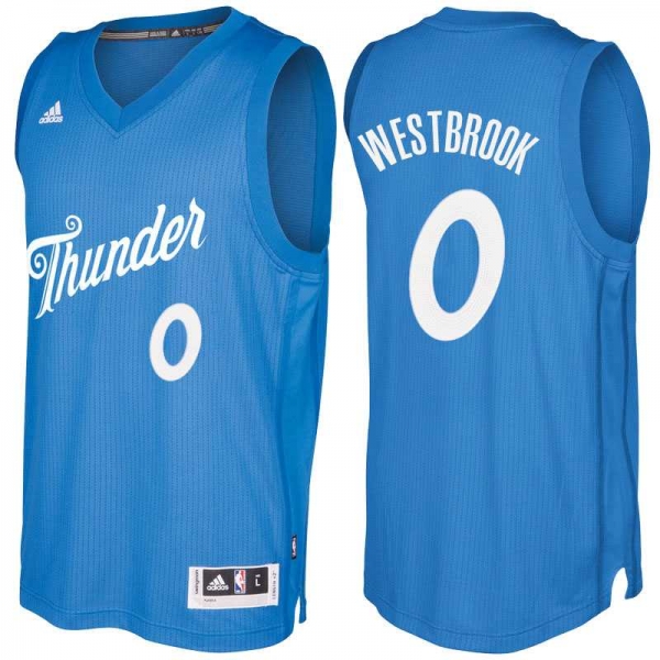 Men's Oklahoma City Thunder #0 Russell Westbrook Blue 2016 Christmas Day NBA Swingman Jersey