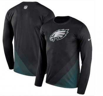 Men's Philadelphia Eagles Nike Black Sideline Legend Prism Performance Long Sleeve T-Shirt