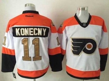 Men's Philadelphia Flyers #11 Travis Konecny White 3rd Stitched NHL Jersey