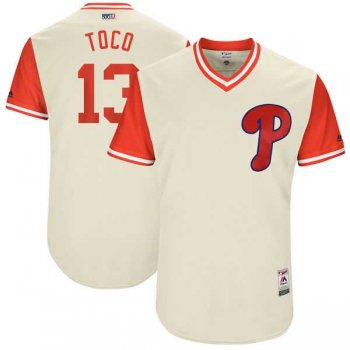 Men's Philadelphia Phillies #13 Freddy Galvis Toco Majestic Tan 2017 Little League World Series Players Weekend Jersey