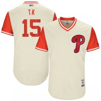 Men's Philadelphia Phillies #15 Ty Kelly TK Majestic Tan 2017 Little League World Series Players Weekend Jersey