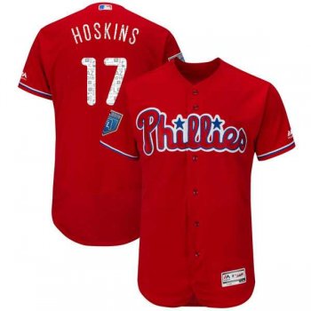 Men's Philadelphia Phillies #17 Rhys Hoskins Majestic Scarlet 2018 Spring Training Flex Base Player Jersey