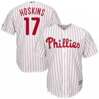 Men's Philadelphia Phillies #17 Rhys Hoskins White Home Stitched MLB Jersey