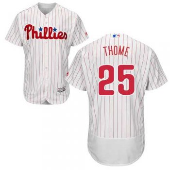 Men's Philadelphia Phillies #25 Jim Thome White(Red Strip) Flexbase Authentic Collection Stitched MLB Jersey