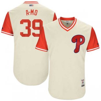 Men's Philadelphia Phillies #39 Adam Morgan A-Mo Majestic Tan 2017 Little League World Series Players Weekend Jersey