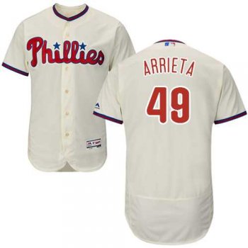 Men's Philadelphia Phillies #49 Jake Arrieta Cream Flexbase Authentic Collection Stitched MLB