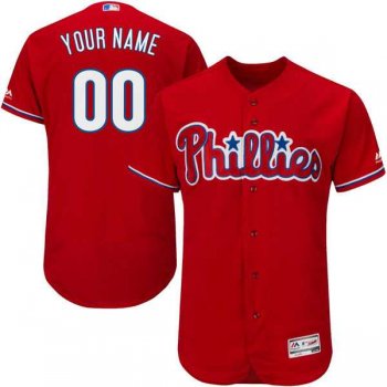 Men's Philadelphia Phillies Majestic Alternate Scarlet Flex Base Authentic Collection Customized Jersey