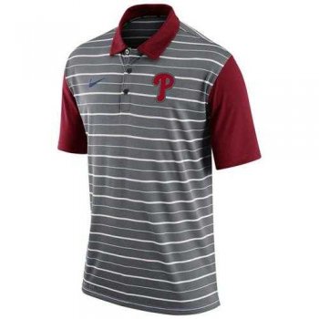 Men's Philadelphia Phillies Nike Gray Dri-FIT Stripe Polo