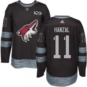 Men's Phoenix Coyotes #11 Martin Hanzal Black 1917-2017 100th Anniversary Stitched NHL Jersey