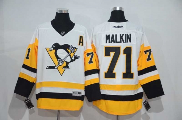 Men's Pittsburgh Penguins #71 Evgeni Malkin White New Away Stitched NHL Jersey