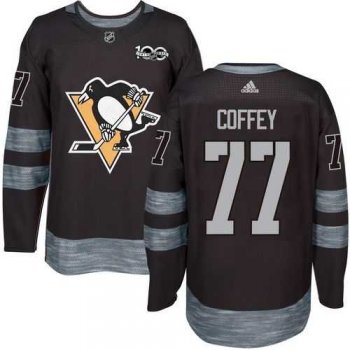 Men's Pittsburgh Penguins #77 Paul Coffey Black 1917-2017 100th Anniversary Stitched NHL Jersey