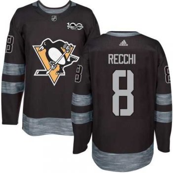 Men's Pittsburgh Penguins #8 Mark Recchi Black 1917-2017 100th Anniversary Stitched NHL Jersey