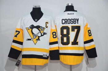 Men's Pittsburgh Penguins #87 Sidney Crosby White New Away Stitched NHL Jersey