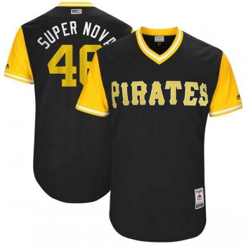 Men's Pittsburgh Pirates #46 Ivan Nova Super Nova Majestic Black 2017 Little League World Series Players Weekend Jersey