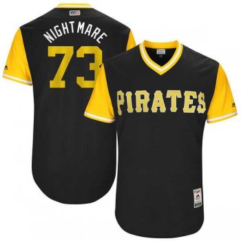 Men's Pittsburgh Pirates #73 Felipe Rivero Nightmare Majestic Black 2017 Little League World Series Players Weekend Jersey