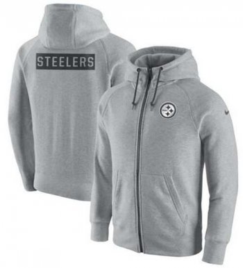 Men's Pittsburgh Steelers Nike Ash Gridiron Gray 2.0 Full-Zip Hoodie