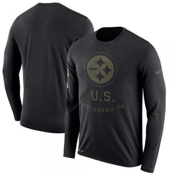 Men's Pittsburgh Steelers Nike Black Salute to Service Sideline Legend Performance Long Sleeve T-Shirt