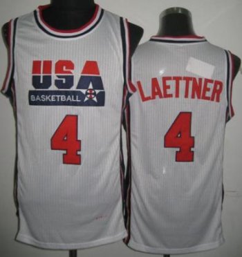 USA Basketball 1992 Olympic Dream Team White Jerseys 4# Christian Laettner Cheap