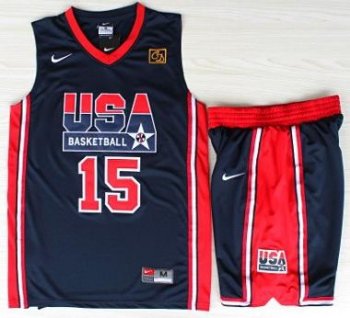 USA Basketball 1992 Olympic Dream Team Blue Jerseys & Shorts Suits 15# Magic Earvin Johnson Cheap