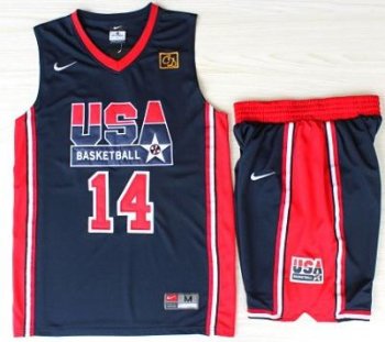 USA Basketball 1992 Olympic Dream Team Blue Jerseys & Shorts Suits 14# Charles Barkley Cheap