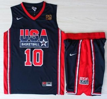 USA Basketball 1992 Olympic Dream Team Blue Jerseys & Shorts Suits 10# Clyde Drexler Cheap