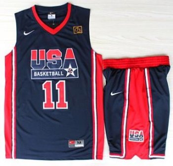 USA Basketball 1992 Olympic Dream Team Blue Jerseys & Shorts Suits 11# Karl Malone Cheap