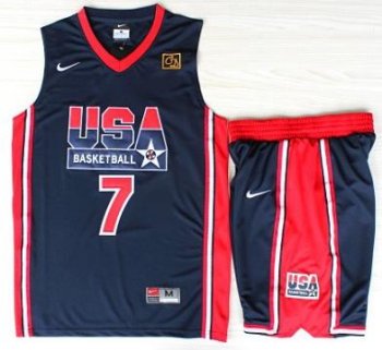 USA Basketball 1992 Olympic Dream Team Blue Jerseys & Shorts Suits 7# Larry Bird Cheap