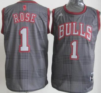 Chicago Bulls 1# Derrick Rose Grey Rhythm Fashion Jersey Cheap