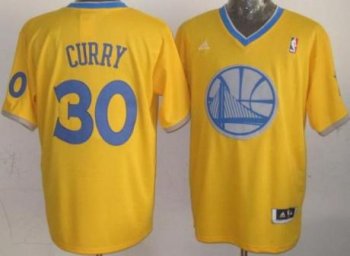 Golden State Warriors 30 Stephen Curry Yellow Revolution 30 Swingman NBA Jersey 2013 Christmas Style Cheap