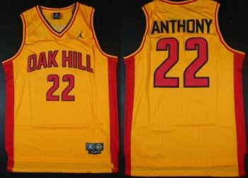 Oak Hill Academy High School 22 Carmelo Anthony Yellow Swingman Basketball Jerseys Cheap