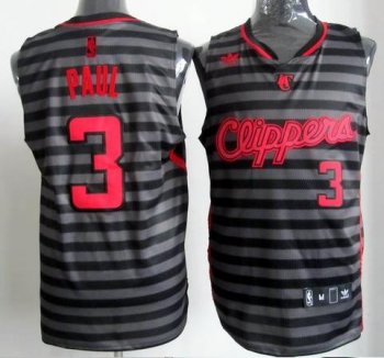 Los Angeles Clippers #3 Chris Paul Grey Whith Black Strip Revolution 30 Swingman NBA Jerseys Cheap