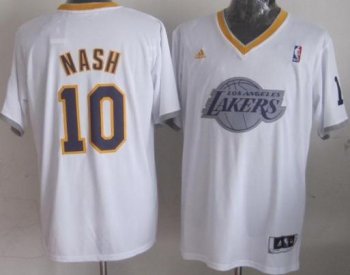 Los Angeles Lakers 10 Steve Nash White Revolution 30 Swingman NBA Jersey 2013 Christmas Style Cheap